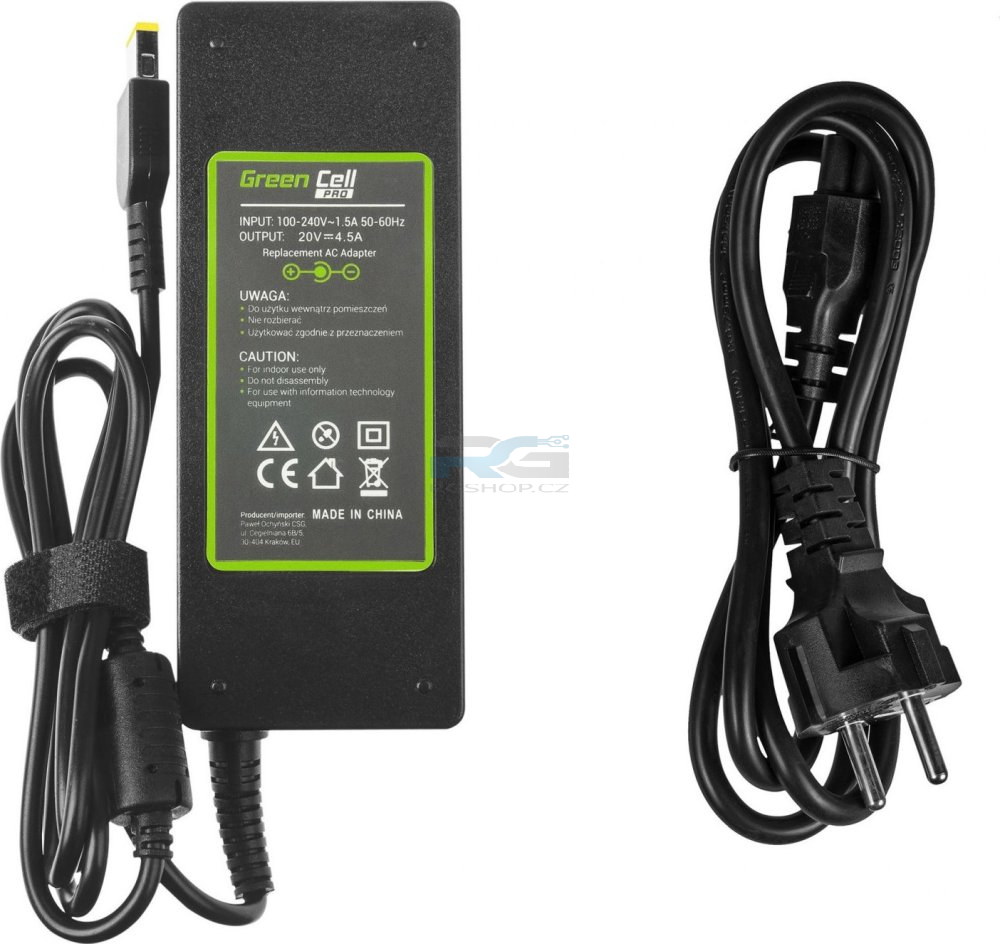 Adaptér Nabíječka Green Cell PRO 20V 4.5A 90W Lenovo G500 G500s G510