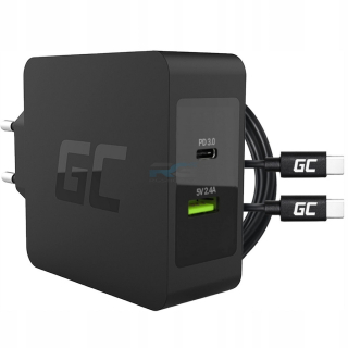 Nabíječka 45 W — 1x USB-C PD + 1x USB-A, kabel 2 m, černý
