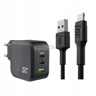 Nabíječka PowerGaN 65 W — USB-C, kabel Lightning 1.2 m, černý
