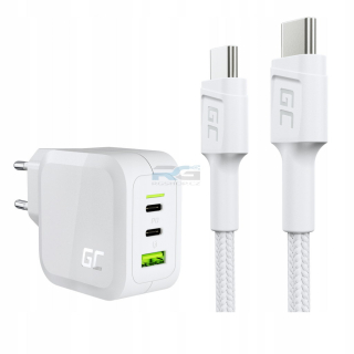 Nabíječka PowerGaN 65 W — USB-C, kabel USB-C 1.2 m 60 W PD, bílý