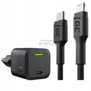 Rychlá nabíječka GC PowerGaN CHARGC06 + KABGC07 — USB-C 33 W, kabel Lightning MFi 100 cm, černý