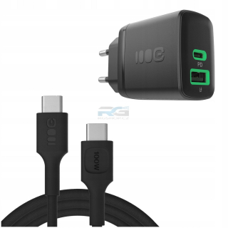 Síťová nabíječka PowerSource Duo30 30 W — 1x USB-C, 1x USB-A, kabel USB-C 2 m 100 W, černý