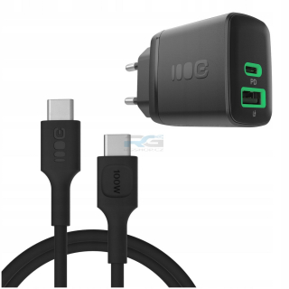 Síťová nabíječka PowerSource Duo30 — USB-C, USB-A, 30 W + kabel USB-C 1.2 m 100 W, černý