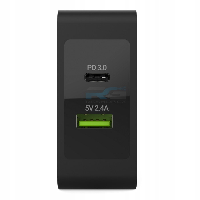 Nabíječka 45 W — 1x USB-C PD + 1x USB-A, kabel 2 m, černý