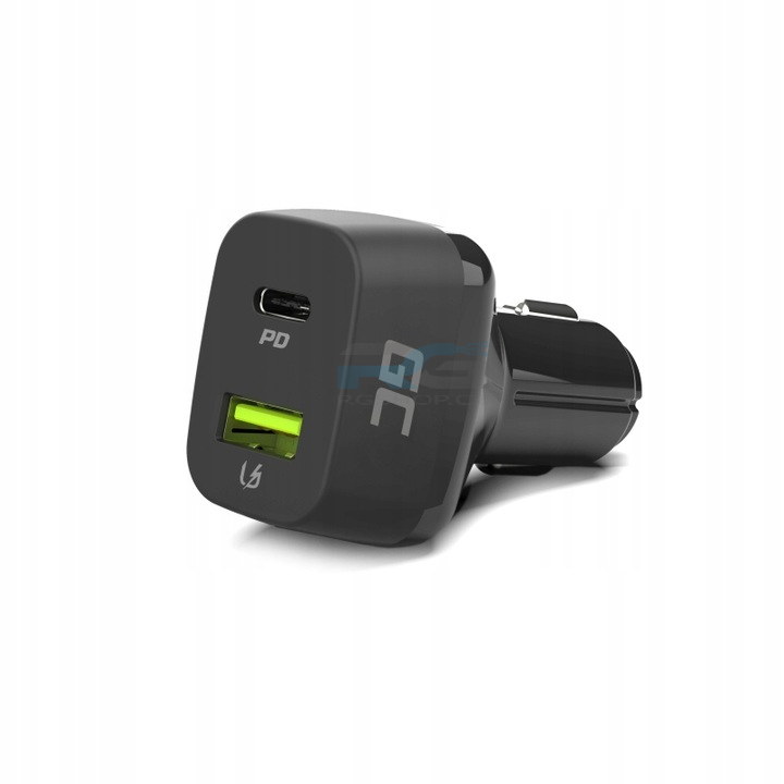 Nabíječka do auta 48 W — USB-C 30 W, USB-A 18 W, 2x krátký kabel USB-C 0.3 m, černý