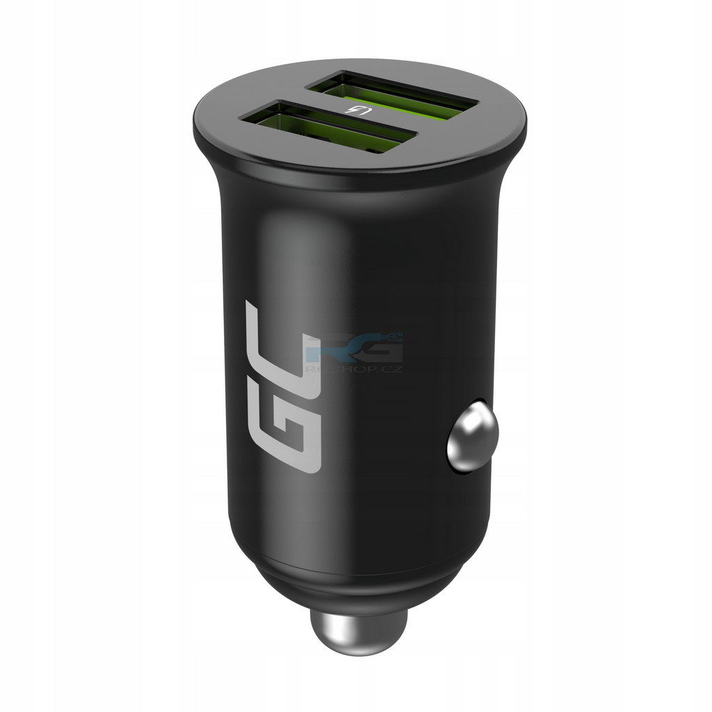 Nabíječka do auta PowerRide Nano36 — 2x USB-A, 36 W, 12V/24V, černý