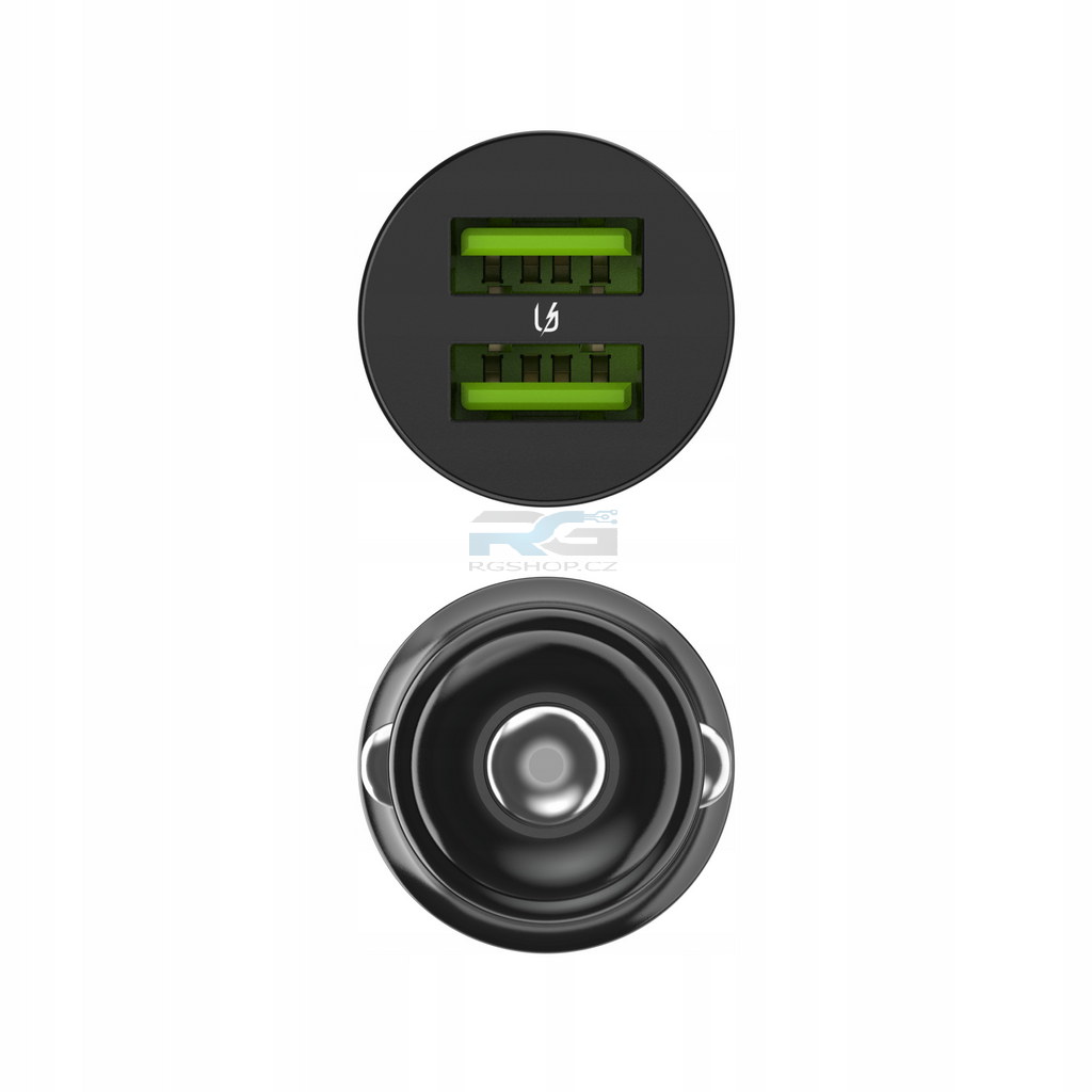 Nabíječka do auta PowerRide Nano36 — 2x USB-A 36 W, 2x kabel USB–USB-C 1.2 m LED, černý