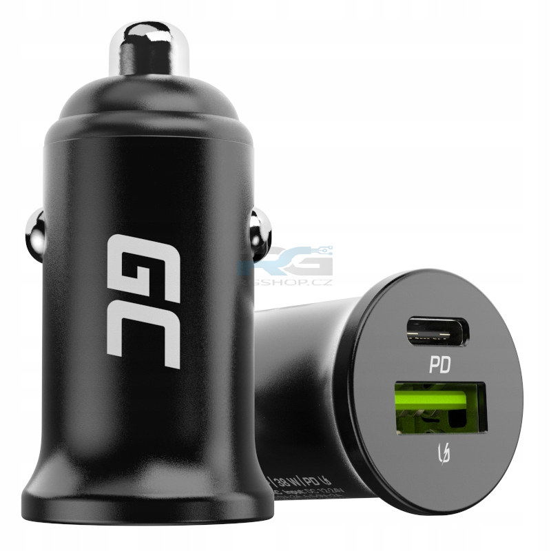 Nabíječka do auta PowerRide Nano38 — 1x USB-C, 1x USB-A 38 W, 2x kabel USB-C 1.2 m, černý