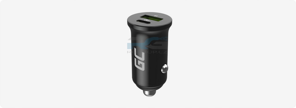 Nabíječka do auta PowerRide Nano38 — USB-C, USB-A, 38 W + kabel USB-C 2 m 60 W, černý