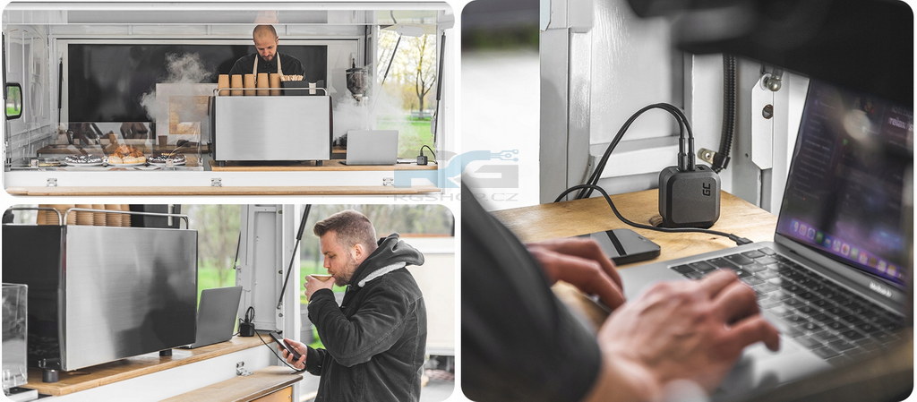Nabíječka GC PowerGaN 65W — rychlá síťová 2x USB-C PD, 1x USB-A QC 3.0, 65W, bílý