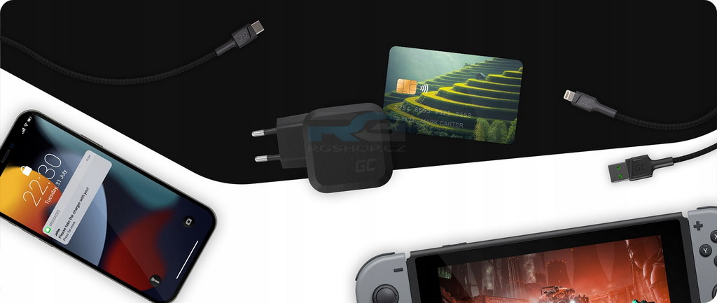 Nabíječka GC PowerGaN 65W — rychlá síťová 2x USB-C PD, 1x USB-A Telefon