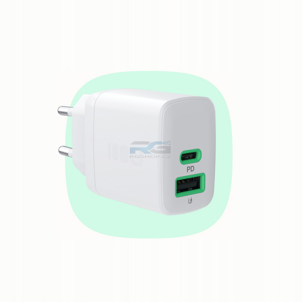 Nabíječka PowerSource Duo30 — rychlá síťová 30 W USB-C USB-A PD QC 3.0 Telefon - obrázek 2