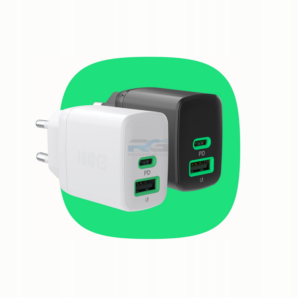 Nabíječka PowerSource Duo30 — rychlá síťová 30 W USB-C USB-A PD QC 3.0 Telefon