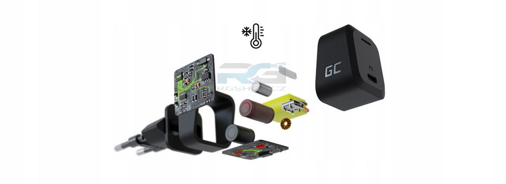 Rychlá nabíječka GC PowerGaN CHARGC06 + KABGC07 — USB-C 33 W, kabel Lightning MFi 100 cm, černý