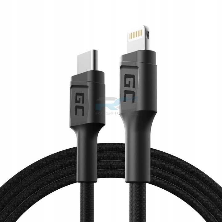 Rychlá nabíječka GC PowerGaN CHARGC06 + KABGC07 — USB-C 33 W, kabel Lightning MFi 100 cm, černý
