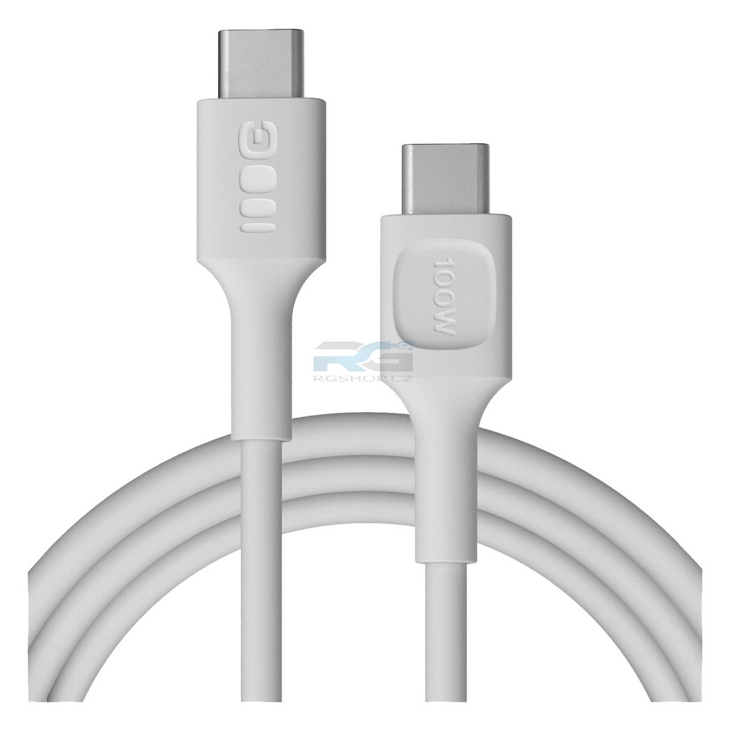 Rychlá nabíječka PowerGaN 65 W — 2x USB-C, 1x USB-A, kabel USB-C 2 m 100 W, bílá