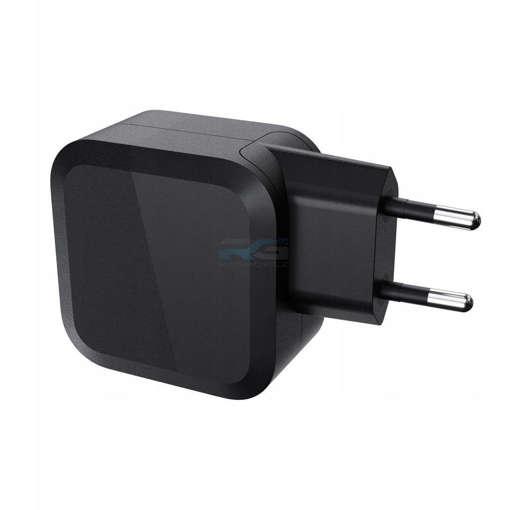 Sada nabíječka GC PowerGaN 65W — 2x USB-C + 1x USB-A, kabel GC Ray USB-A - USB-C LED 1.2 m, černý