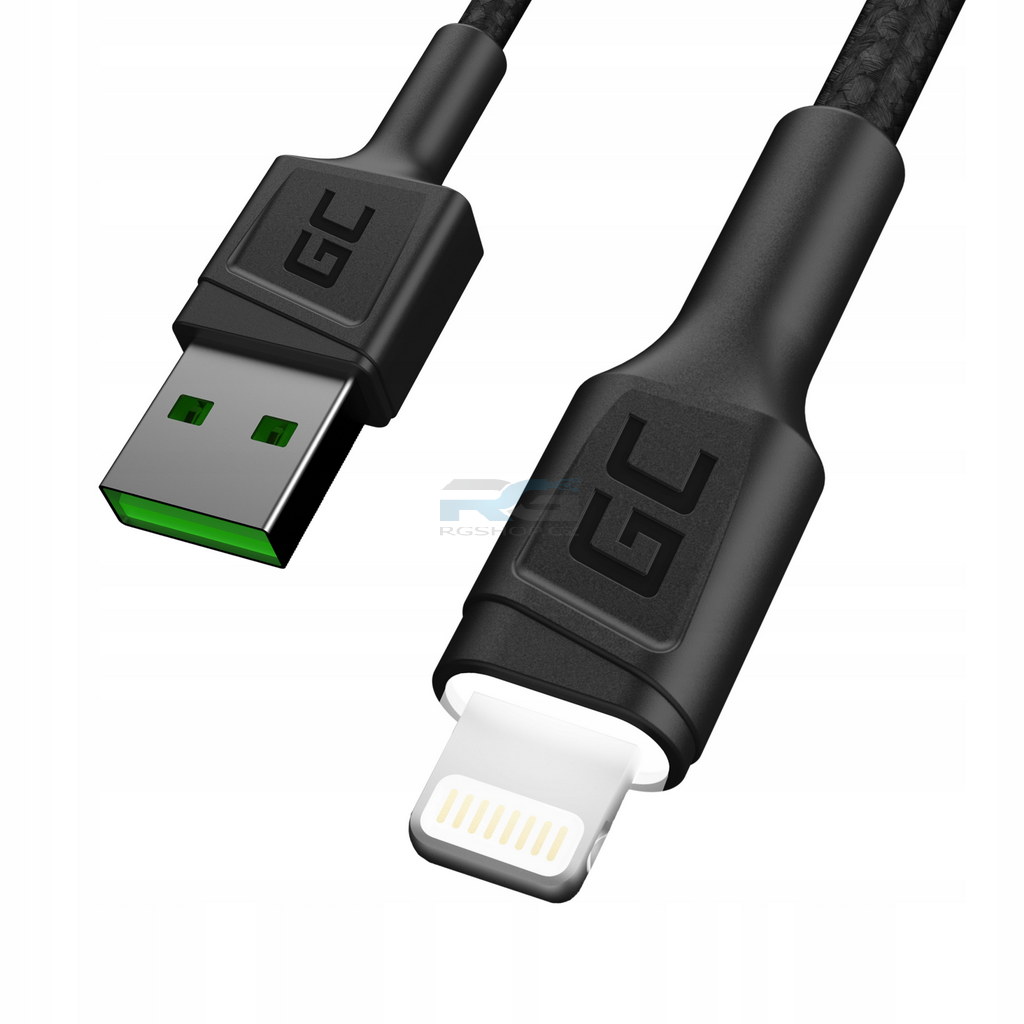 Síťová nabíječka ChargeSource3 30 W — 3x USB-A, 3x kabel GC Ray Lightning (30 cm, 120 cm, 200 cm) LED, černý