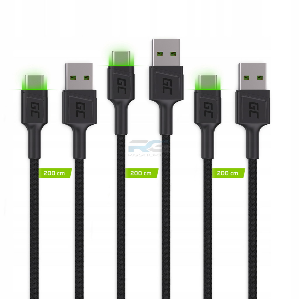 Síťová nabíječka GC ChargeSource3 30 W — 3x USB-A, 3x kabel GC Ray USB–USB-C 2 m, černý