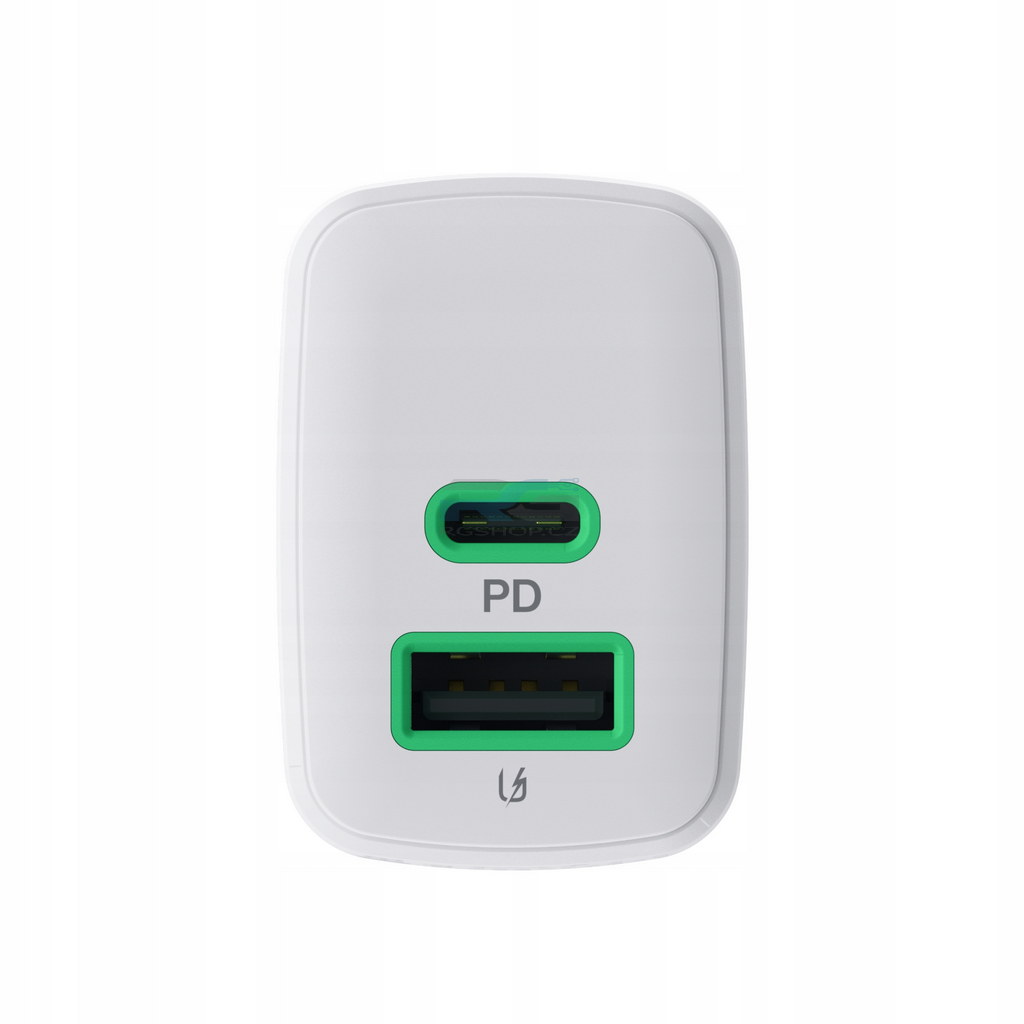Síťová nabíječka PowerSource Duo30 30 W — USB-C, USB-A, kabel USB-C 1.2 m 100 W, bílý